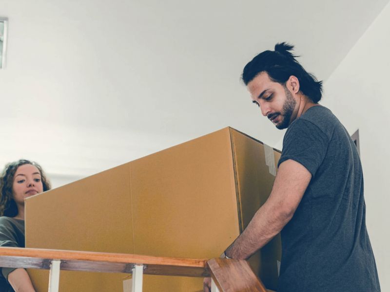 Couple moving into their new home